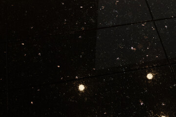 3D Rendering of black galaxy tiles reflection the light of ceiling