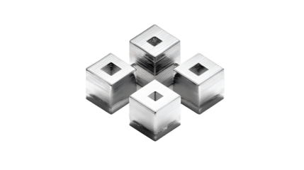 Abstract Metallic Cubes 3D Render Geometric Shapes Modern Design Silver Texture