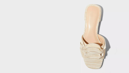 Elegant beige high-heeled slide sandal showcased against a minimalist backdrop for fashion lovers