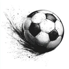 Dynamic soccer ball in mid-motion with a trail of speed and energy, symbolizing the excitement of the game