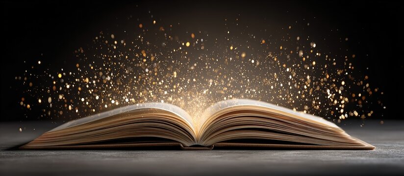 Open Book With Sparkling Gold Dust