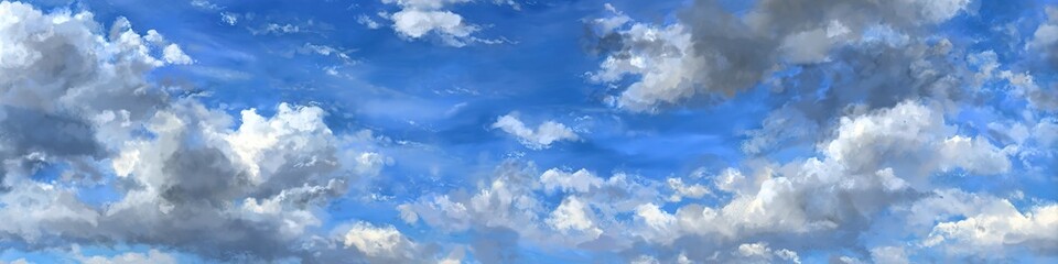 Obraz premium Beautiful Blue Sky With Fluffy Clouds