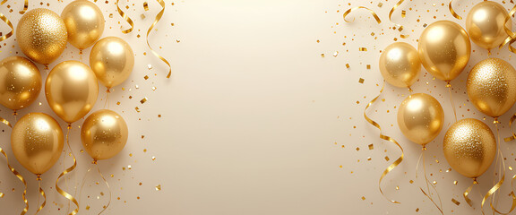 Golden Balloons Background Party Banner for Grand Celebration

