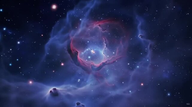 Celestial Canvas: An awe-inspiring cosmic tapestry unfolds, showcasing a vibrant nebula of swirling colors and celestial bodies.