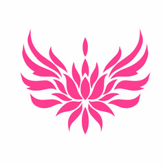 abstract design tattoo lotus flower pink with wing elements suitable for beauty