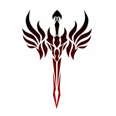 Tribal Phoenix Sword Design Abstract Fire Bird Symbol