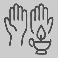 Icon vector of open hands and tasbih beads, symbolizing prayer, remembrance, and spiritual devotion during Islamic rituals especially in Hajj pilgrimage.
