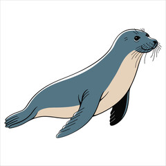 Sea animal with legs, elephant seal vector illustration. Unique marine life concept for wildlife and nature themes.