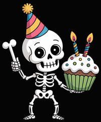 Skeleton Funny Halloween 2nd Birthday Cupcake Party