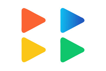 Colorful Play Icons Red, Blue, Yellow, Green Triangles