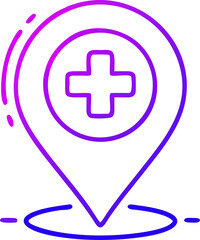 Obraz premium Medical location pin gradient icon healthcare map