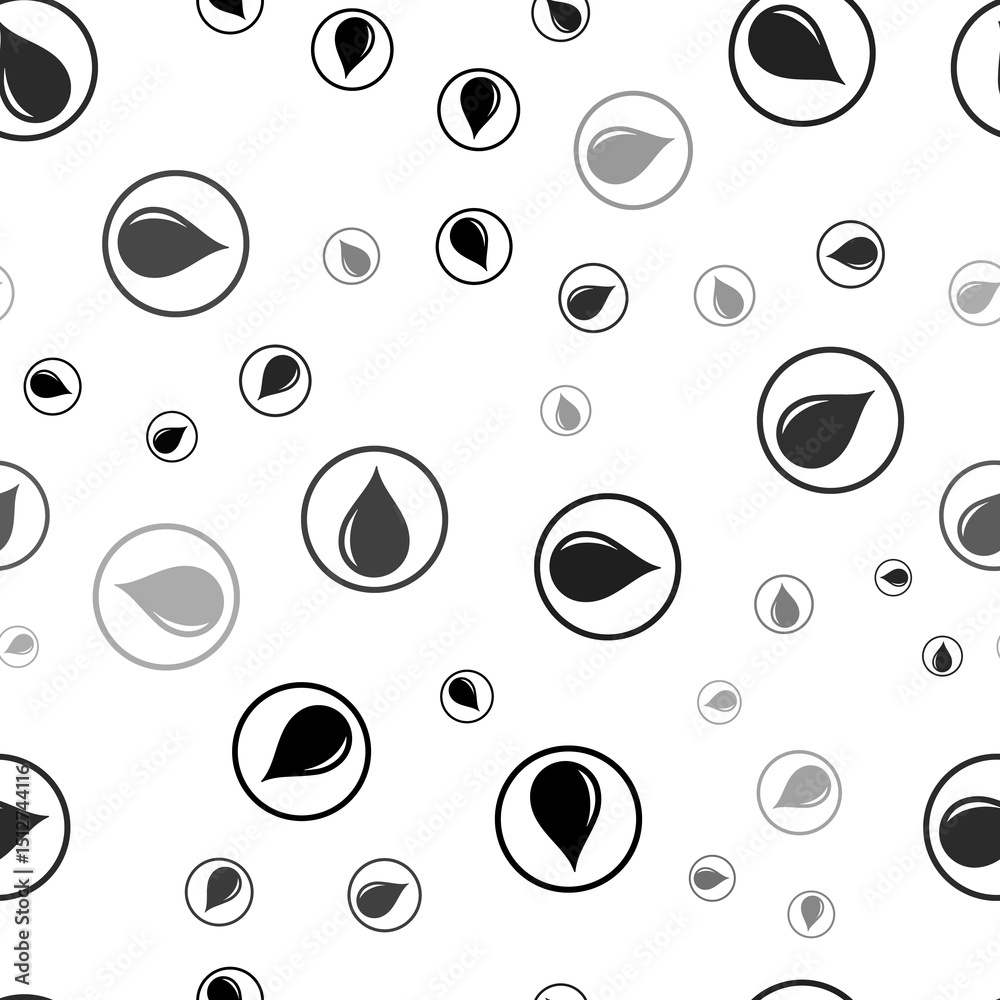 Poster seamless vector pattern with a drop of oil symbols, creating a creative monochrome background with r