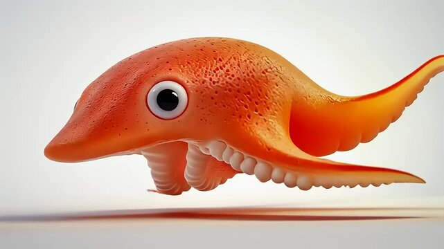 Endearing Orange Cambrian Creature Animation: A Cute and Curious Model