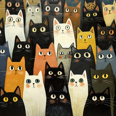 Pattern with cute cartoon cats