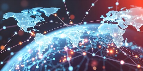 Global Network Connection Representing Digital Communication and Technology Advancement

