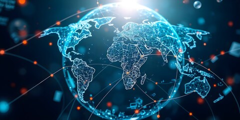 Digital Network Globe with Connections Highlighting Global Communication Concepts

