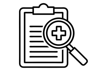 Fototapeta premium Medical record review magnifying glass healthcare analysis