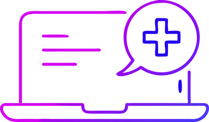 Obraz premium Online medical consultation laptop health care plus symbol