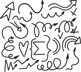 Arrow drawing doodle scribble sketch element set