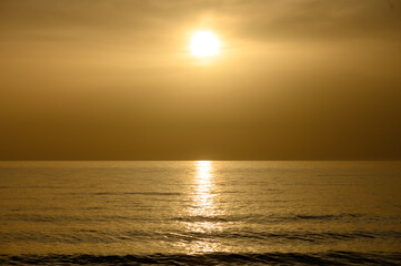 Obraz premium Sunset on the Mediterranean Sea Shore in Cyprus