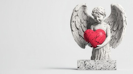 cupid offering heart inside crystal ball clipart, magical love element, 3D render, pastel, isolated on white background