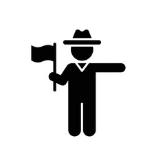 Tour Guide Icon with Flag, Simplified Vector. Excursion, Tourism, Guiding Concept. Websites, Apps, Articles 