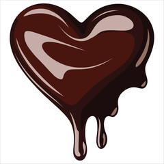 Melted heart shaped chocolate candy vector. Sweet dessert illustration, ideal for Valentines Day or romantic themes.