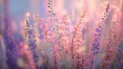 Fototapeta premium Pink And Purple Flowers In Soft Light