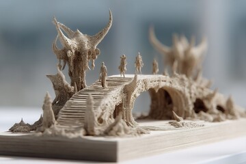 Beige Fantasy Bridge Miniature Model