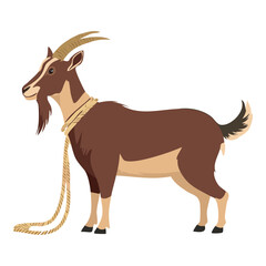 Brown Goat with Small Curved Horns