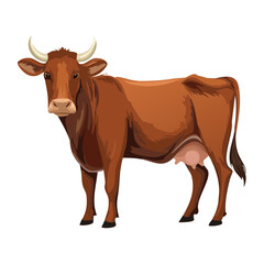 Farm Brown Cow Standing Profile