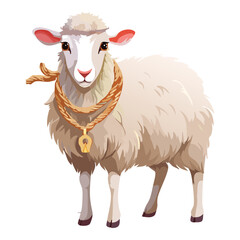 White Sheep with Jute Rope Neck