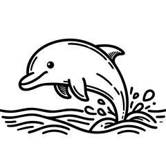 Fototapeta premium Playful Dolphin Leaping from Ocean Waves A Delightful Marine Mammal Illustration