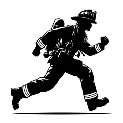 Naklejka premium Firefighter in Action A Silhouette of Courage and Valor