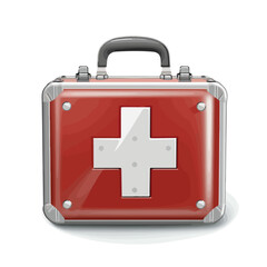 Obraz premium Professional Medical First Aid Suitcase Symbol Vector Illustration for Emergency Situations