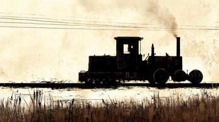 Obraz premium Vintage steam train silhouette
