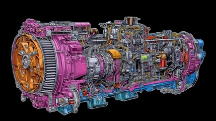 Detailed cutaway view of a heavy-duty engine