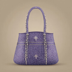 Bag Handbag Purse Fashion Accessory Stylish Purple Woven Tote Luxury Design Texture Pattern Material Elegant Artistic Retail Shopping Chic Trendy Beauty Feminine Decoration Details Craftsmanship 