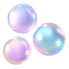 Holographic Pastel Bubble Set with Iridescent Glow on Transparent Background

