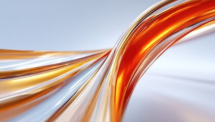 Abstract Flowing Liquid Design Gold Orange White
