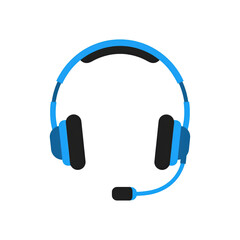 Blue gaming headset icon on transparent background