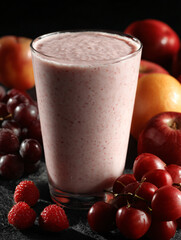 Smoothie Fruit Beverage Healthy Drink Delicious Refreshment Raspberry Grape Apple Milkshake Fresh Blended Organic Natural Vitamin-rich Antioxidants Snack Wholesome Homemade Dessert Nutritionis