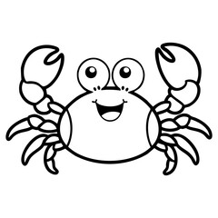 Cheerful Cartoon Crab with Big Claws Coloring Page