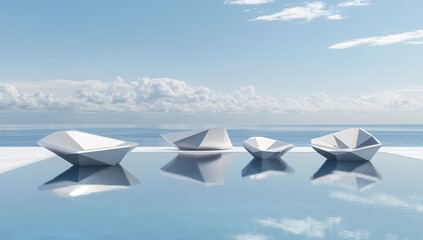 Modern White Geometric Outdoor Furniture By Poolside