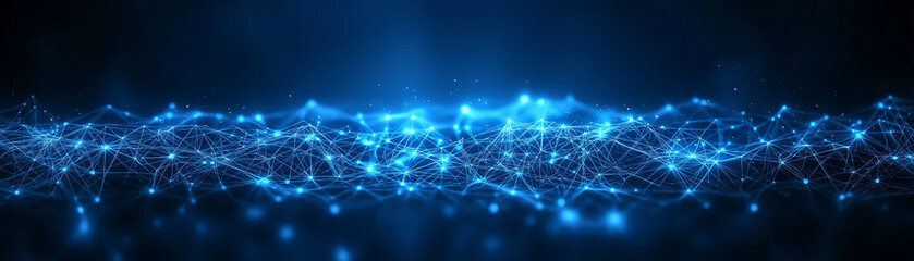 Fototapeta premium Blue digital network technology background abstract binary blockchain