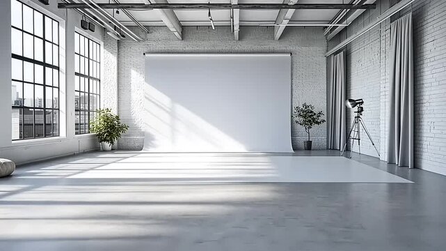 Bright and Spacious Photo Studio with Modern Industrial Loft Design Elements