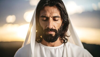 Man in prayerful pose