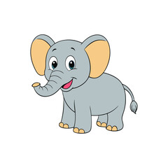 Fototapeta premium Elephant Cartoon Vector Illustration on White Background.