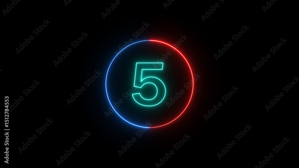 Poster digit five highlighted in neon light within a circle on a dark background illustrating visual appeal