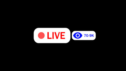 Live streaming interface with viewership count on black background a digital concept representing broadcast watching and online engagement